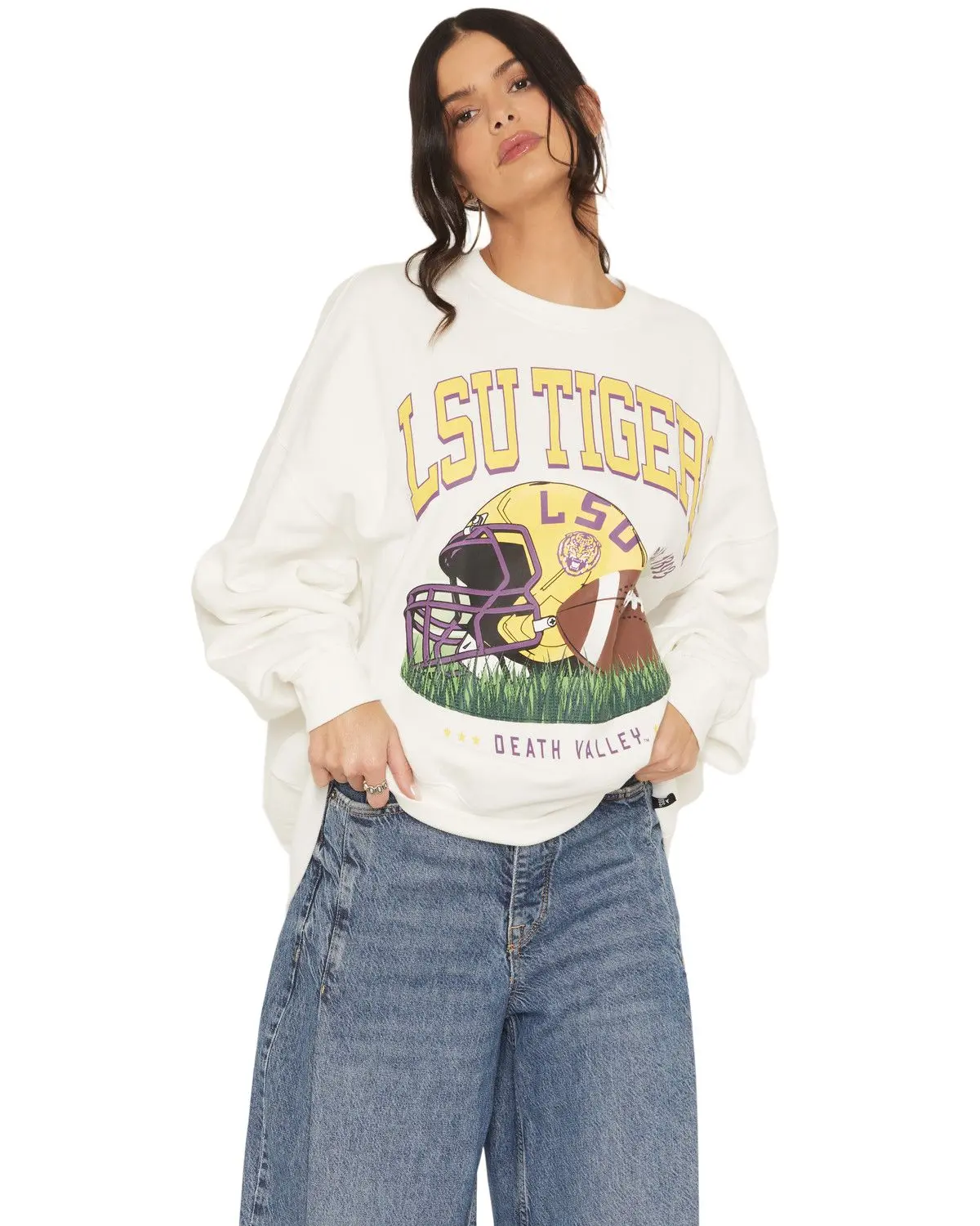 Gameday Women's Women'S Lsu Tigers Helmet Embroidered Graphic Crewneck - Lsu1-Malonemm-Ofc405