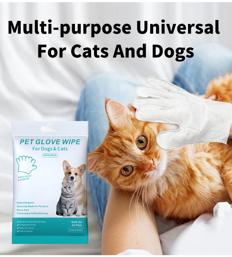 Pet Glove Wipes for Dogs and Cats, Quick Bathing Wipes for Paws, Coat & Face, No-Rinse Cleaning, Soft Thickened Gloves for Everyday Hygiene