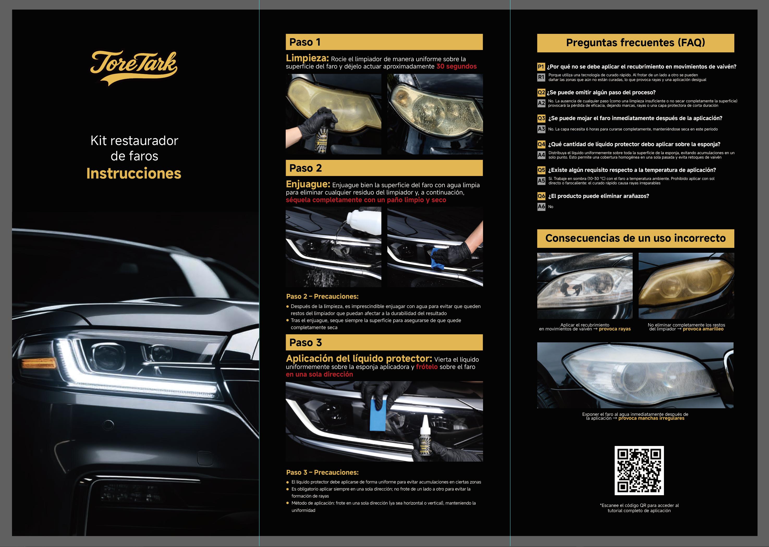 Toretark Valentine's Day Gift For Men, No-Sand Car Headlight Restoration Kit (100ML Cleaning Solution + 20ML Crystal Coating), Christmas Gifts，Repairs Oxidized And Yellowed Headlights, Crystal Clear Coating