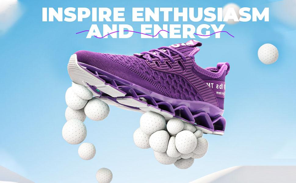 Womens Running Shoes Blade Tennis Walking Fashion Sneakers Breathable Non Slip Gym Sports Work Trainers Yellow Girl Runner Footwear Casual Training Closed Athletic Comfort Purple