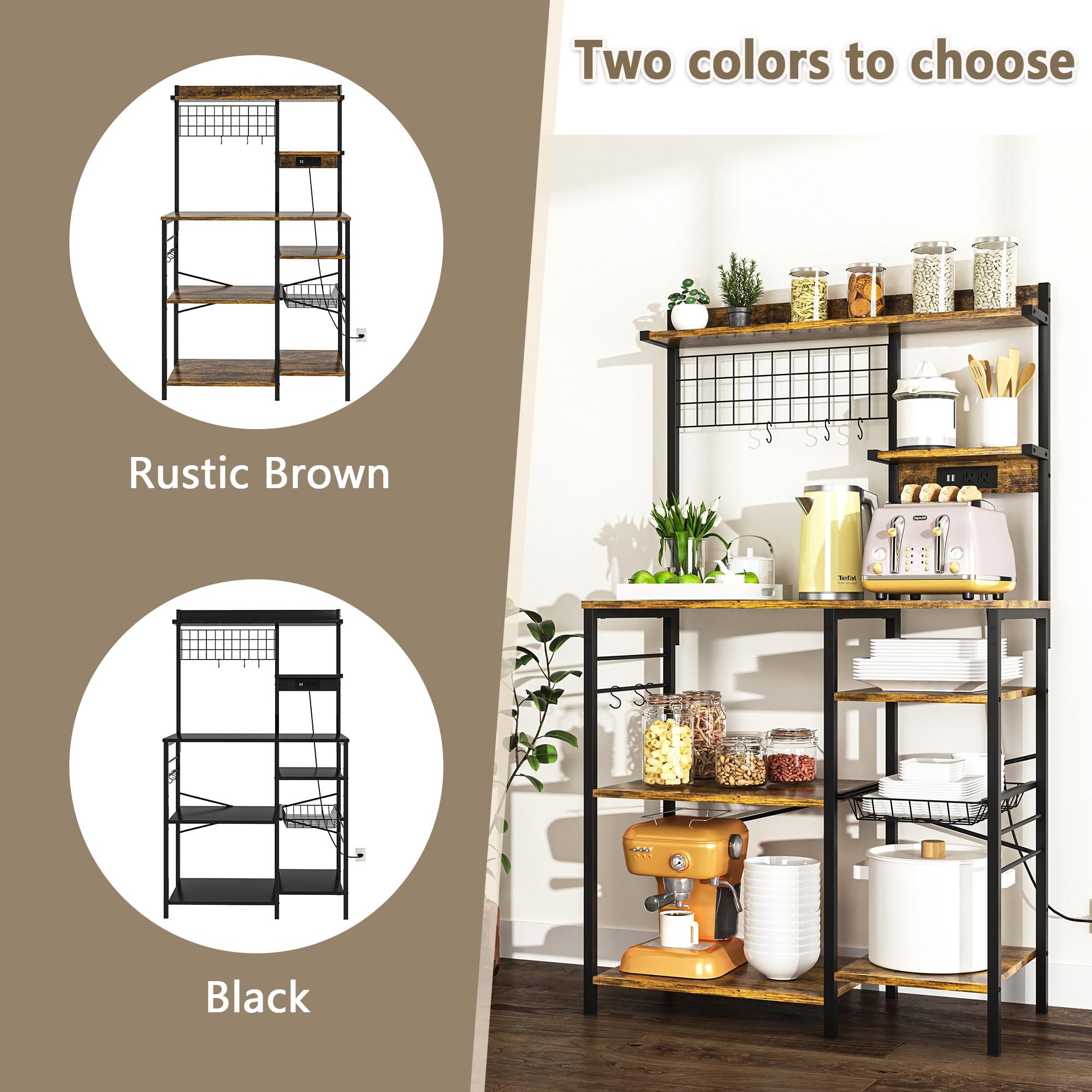 Multifunctional Kitchen Shelf Kitchen Bakers Rack with Storage, 5-Tier Microwave Oven Stand Shelf , Freestanding Utility Kitchen Storage Rack Organiser