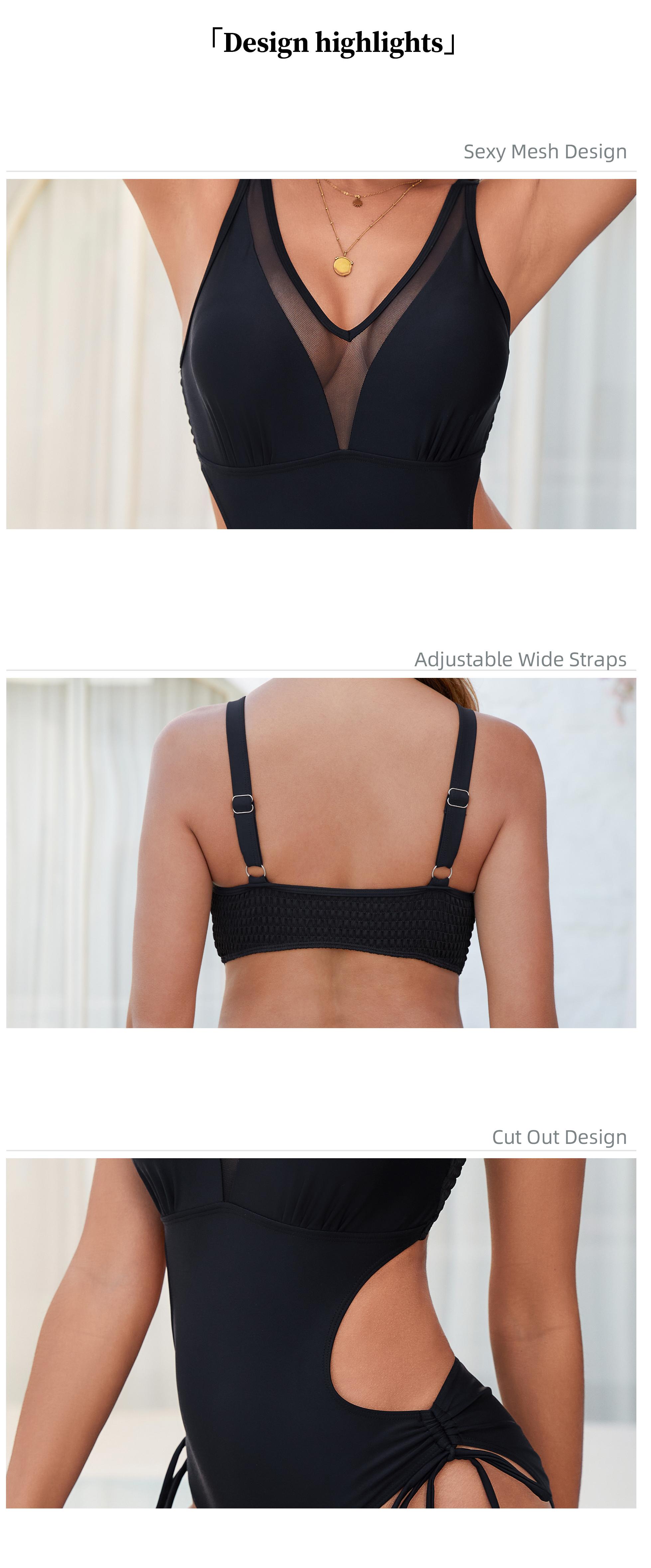 Chicovar Boutiques Women One Piece Swimsuit Tummy Control Bathing Suit with Cut Outs, Sexy Mesh Sheer V Neck, ideal for Sunbathing, Surfing, Swimming, Vacations, Beach Days, Honeymoons and Cruises,Valentine's Day