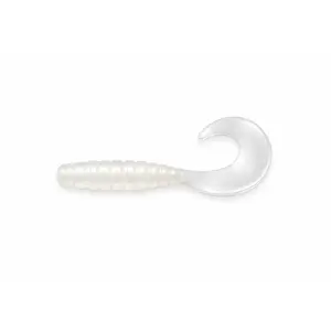 Pearl White Micro Grub – 1.5” Curly Tail Panfish Baits (20CT)