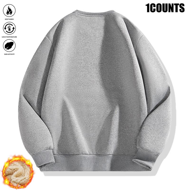 Men's Fleece Crewneck Sweatshirt Pack - Warm & Cozy Casual Sportswear for Fall/Winter - Available in Various Colors - Knit Fabric for Comfortable Softness - Suitable for Outdoor Activities like Hiking, Climbing, Fitness, etc.