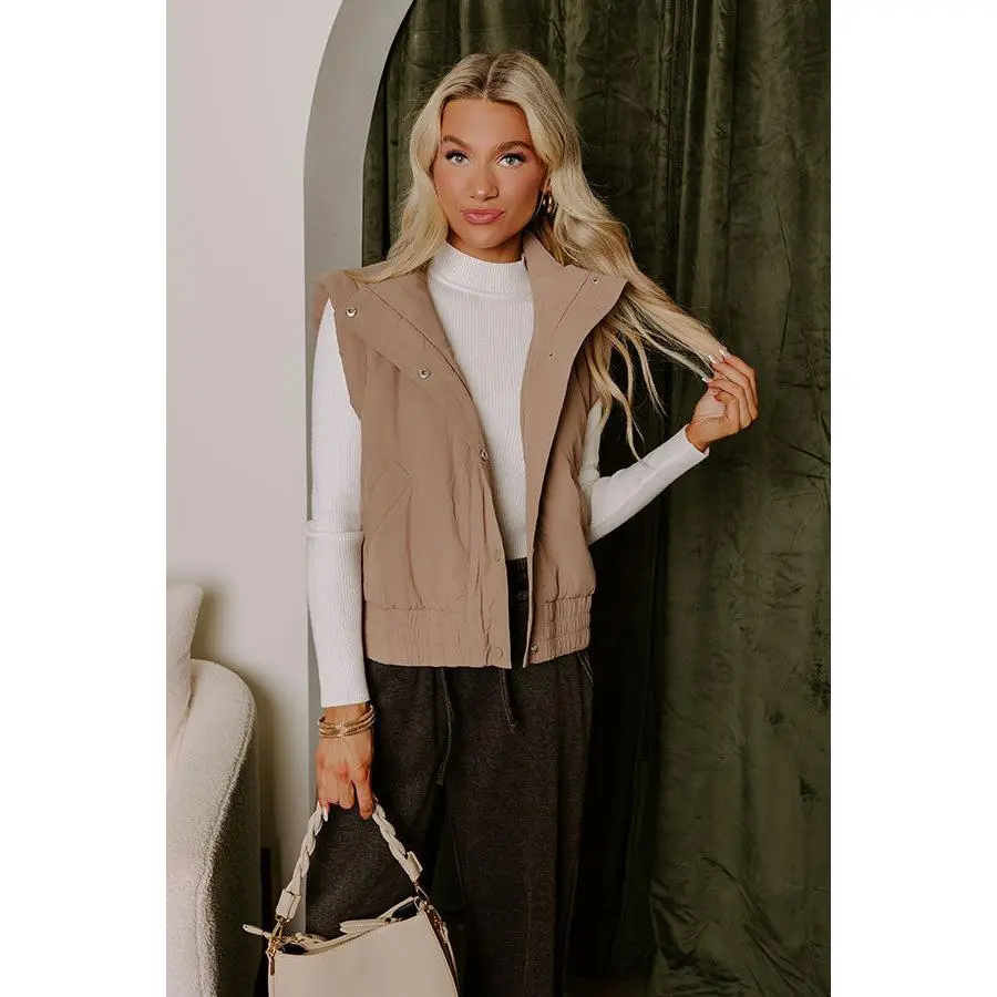 Mountain Breeze Puffer Vest in Taupe