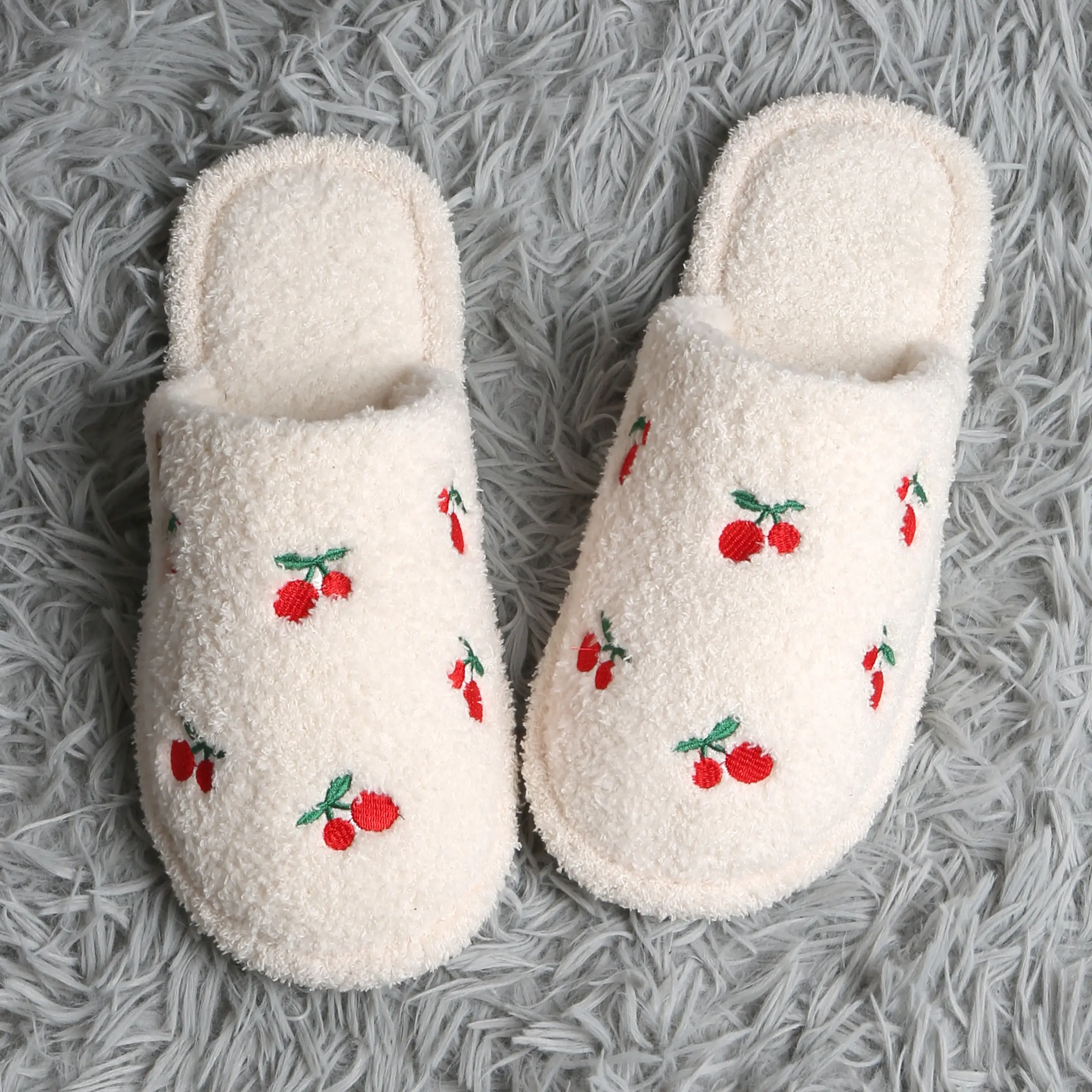 ComfyLuxe Mini Cherries Pattern Luxury Soft Slippers