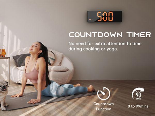 <Valentine's Day Gifts> EASYERA 16.5"&12" Large 2 in 1 Digital Wall Clock with Remote Control, RGB Atmosphere Lights with 11 Scenes Mode, Dual Alarms with BIG LED Display, Teacher Classroom, Office, GameRoom, LivingRoom, Auto Dst Adjustment Timer Clock