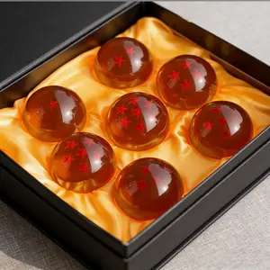 7.6cm Dragon Crystal Ball Set Complete 7-Piece Transparent Stars Resin Balls with Star Symbols | Anime Fan Collectible Kids Play Toy Gifts
