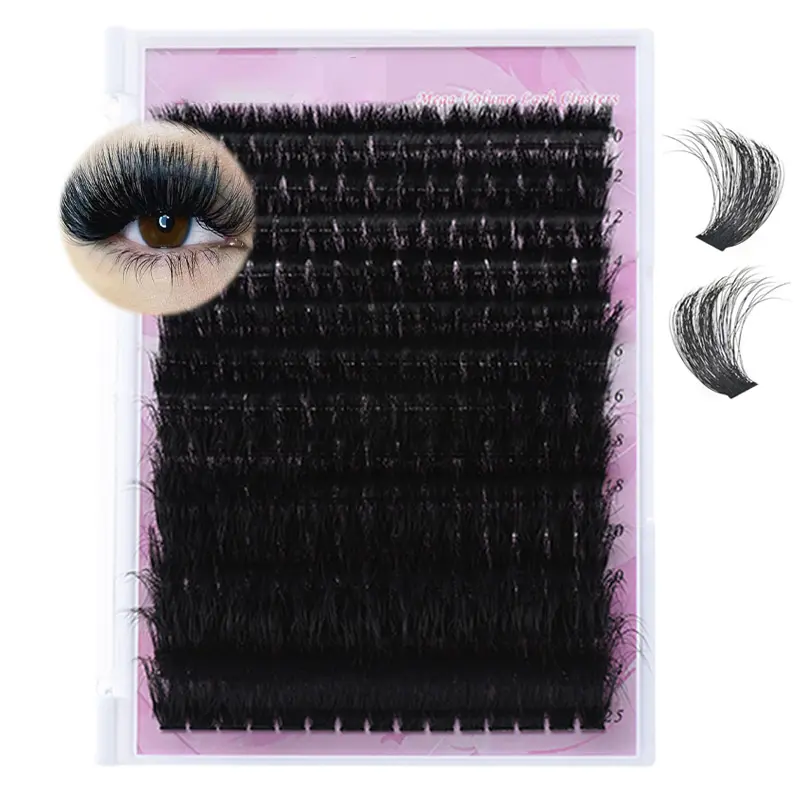 10-25mm Cluster Eyelashes, 300D High-Density Ultra-Fluffy D-Curl Makeup Lashes, Lightweight Plant Fiber False Lashes for Beginners with Easy Application, Cluster Lashes