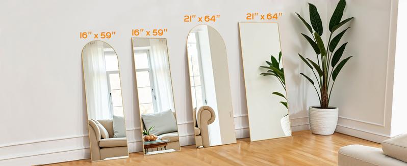 [Summer Deal] Full Length Mirror Body Mirror Floor Standing Mirror Hanging or Leaning Against Wall, Aluminum Alloy Thin Frame Decor