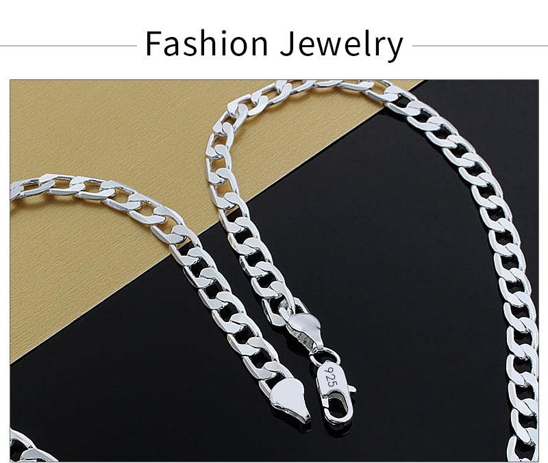 Men's Silver Color Necklace 2/4/6/8/10/12MM 40-75cm Face Chain Necklace Lobster Clasp Men Women Engagement Jewelry Gifts