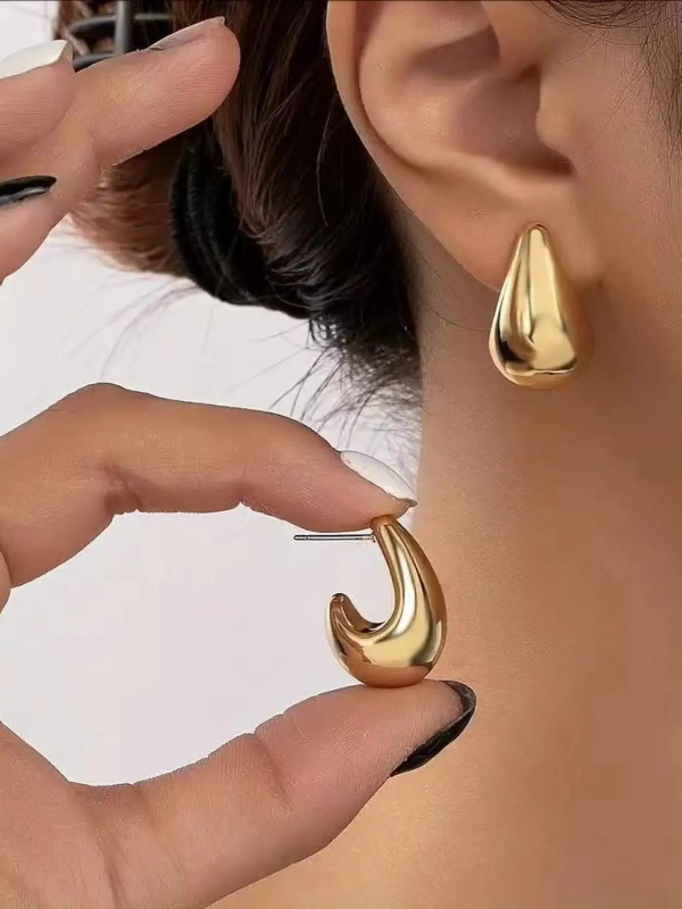 Water Drop Earrings Ccb Studs, Elegant Minimalist Earrings, Trendy Fashion High-End Teardrop Design, Chic Gorgeous Jewelry, Perfect for Women Jewelry