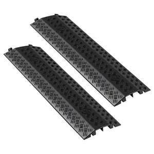 Drop Over Cable Cover Protector Ramp, 17,500 Lbs Per Axle Load Rating, Heavy Duty Floor Cord Cover For High Foot Traffic Areas, Indoor Outdoor Use, Ideal For Home Office And Warehouse, Durable Cable Hose Protector, 2 Pack