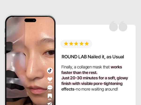 [30m Hydrating Collagen Booster] ROUND LAB CAMELLIA DEEP COLLAGEN FIRMING GEL MASK 34g (face masks, collagen, moisturizing facial mask)