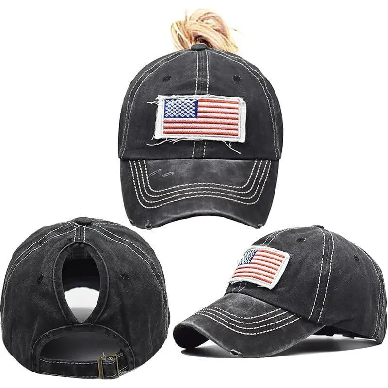 Womens Pony Hat High Ponytail Baseball Cap Messy Bun Caps  display picture 1