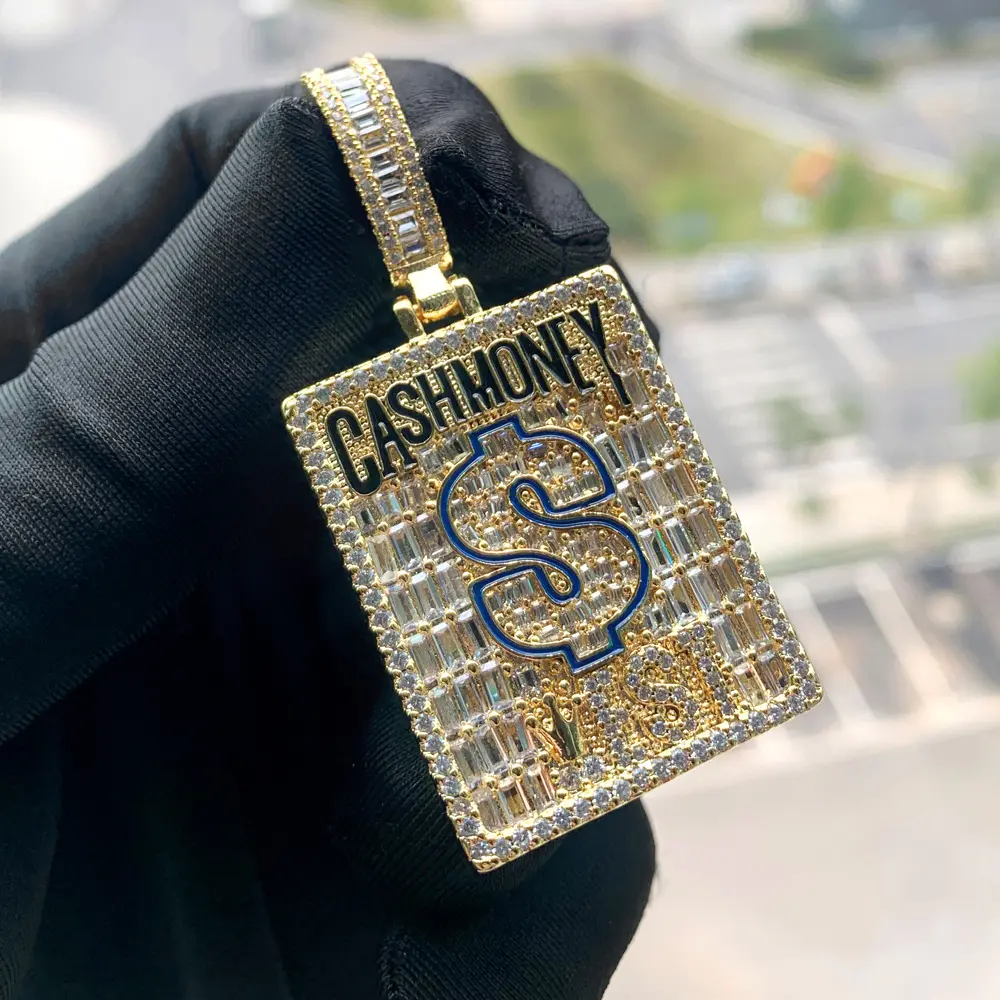 Wholesale Rhinestone-Decorated Fashion Jewelry Pendant - European-American Hip Hop Style Artificial Gemstone Bling Accessory