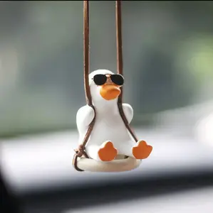 Cute Cartoon Duck Design Car HangingOrnament, Swinging Rearview Mirror Pendant, CarInterior Decoration Accessories for Women & Men,Car Interior Accessory