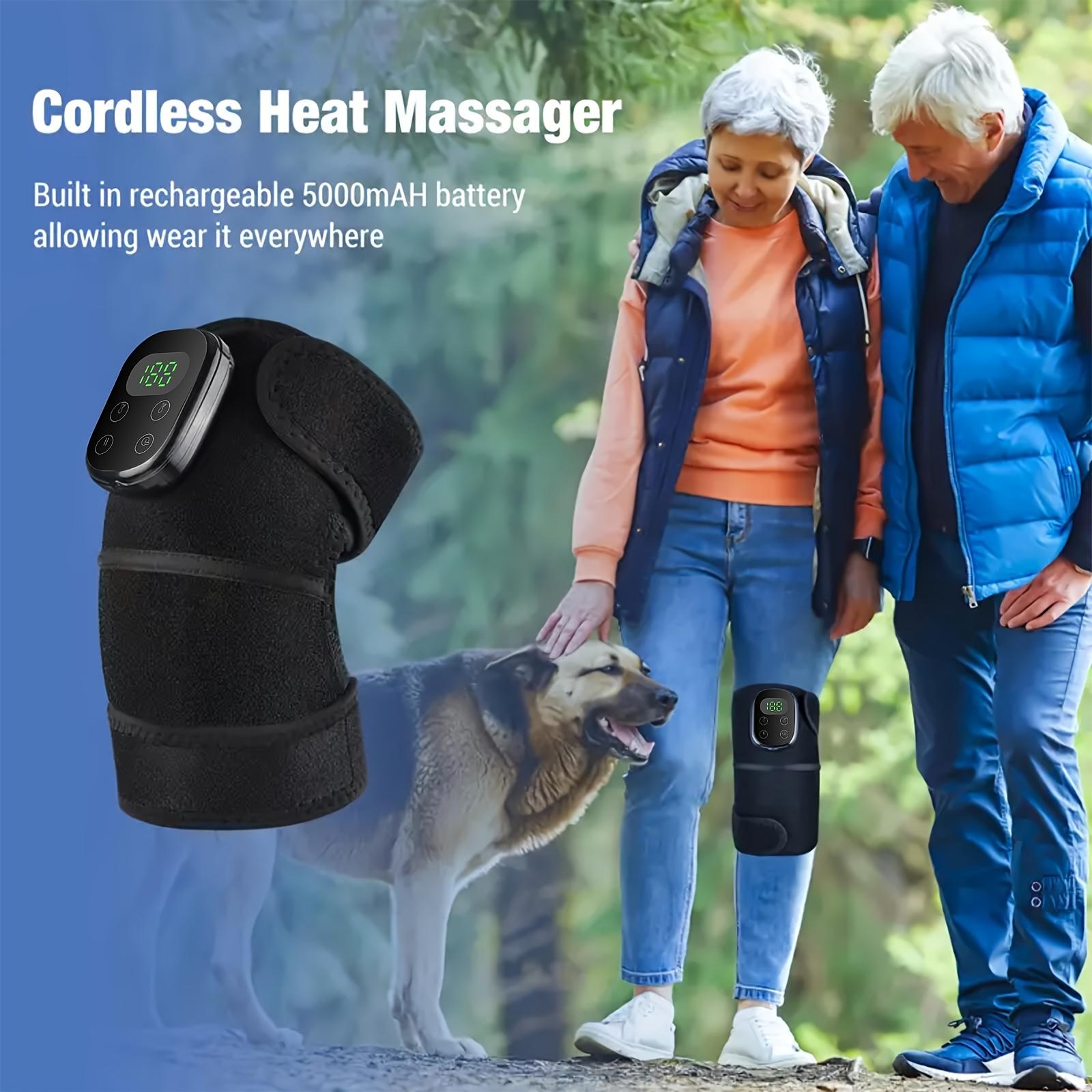 3-in-1 Heated Knee Massager, Cordless Rechargeable Knee Heating Pad with Multiple Massage Modes, Adjustable Heat & Vibration for Knees, Shoulders, Arms & Elbows, Portable Comfort Wrap for Home, Office & Travel, Great Gift for Women & Men