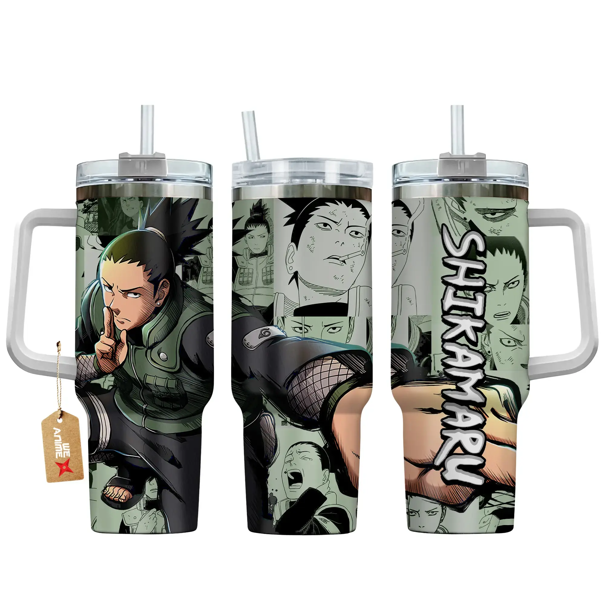 Shikamaru - NNaruto Edition Anime Manga 40oz Tumbler Stainless Steel with Straw, Lid and Handle - Double Wall Insulated Flasks – Perfect Gift for Fans
