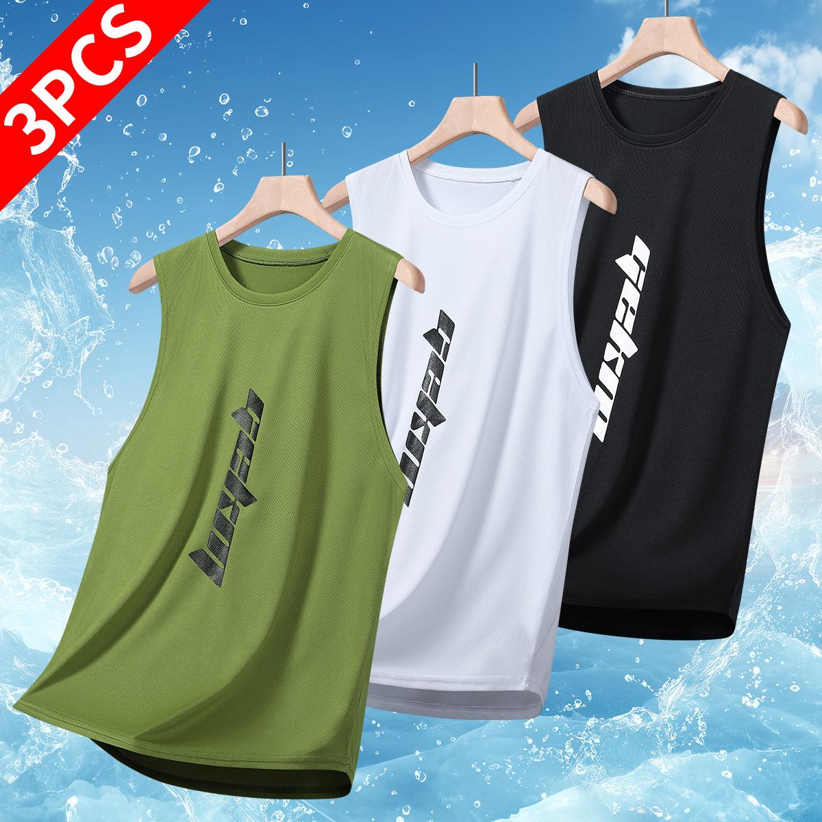 Men's Stylish Sleeveless Shirt - Perfect for Summer Outdoor & Indoor - Quick Dry & Breathable Letter Print Slightly Stretch Crew Neck Tank Top Men's Stylish Sleeveless Shirt - Perfect for Summer Outdoor & Indoor - Quick Dry & Breathable Letter Print Slightly Stretch Crew Neck Tank Top