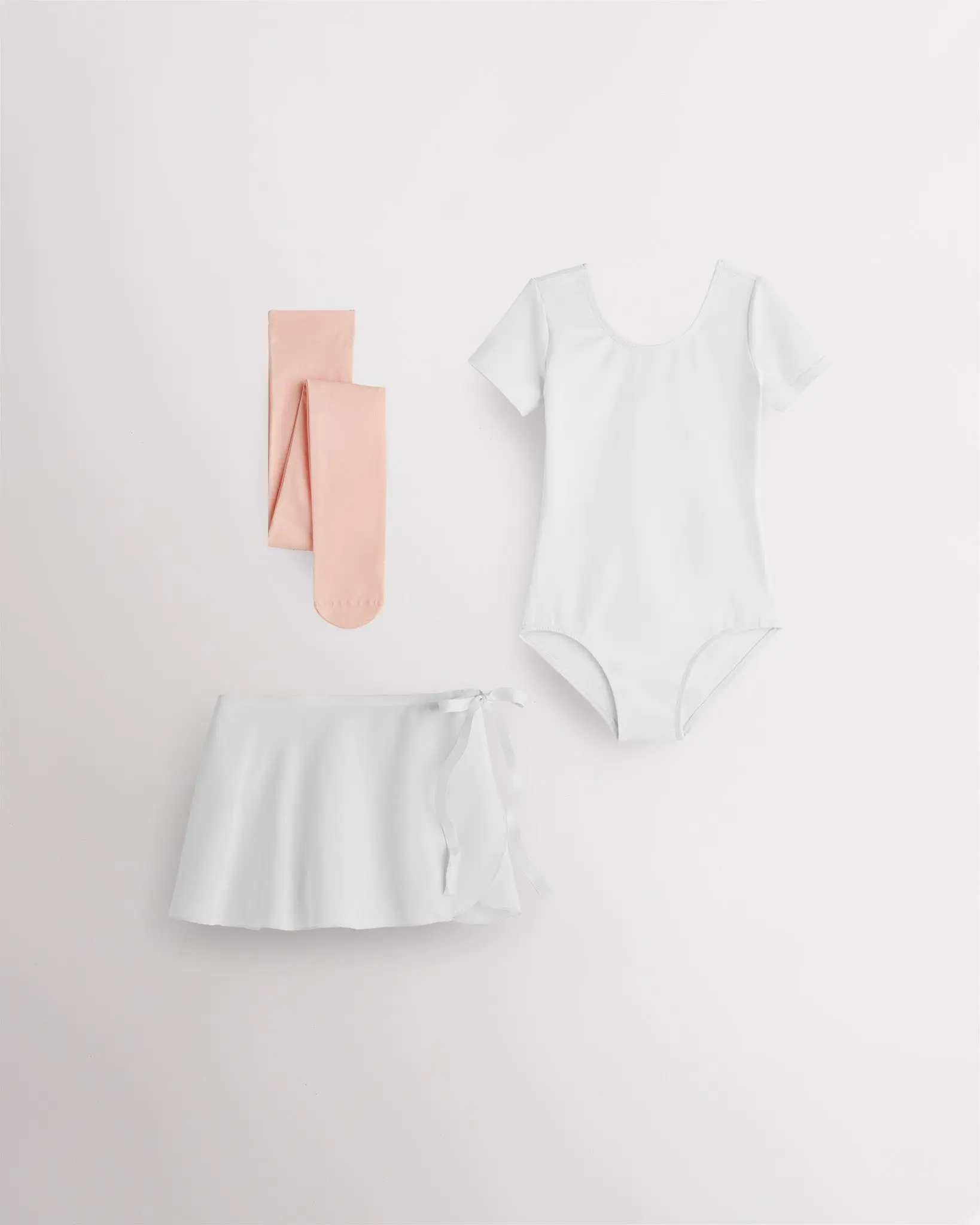Girls' 3-Piece Stretchy Dance Set - Soft Cotton Leotard, Chiffon Tie Skirt, Tights - Pink Ballet Style for Female Children's Dancing, Breathable, Softness-Focused Gymnastics Wear