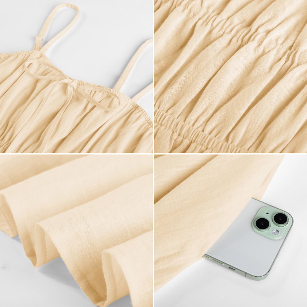 Women's Summer Dress A-Line with Spaghetti Straps Elegant Cotton Knee-Length Festive Sleeveless Smocked Ruffle Casual Dress Beach Dress SpringStatements