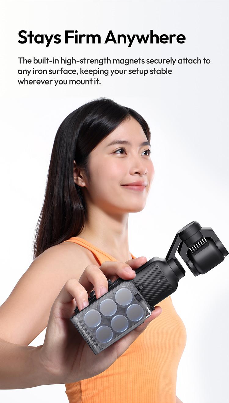 Ulanzi PK15 Pocket 3 Magnetic Mount Expansion Holder for DJI OSMO Pocket 3 Cold Shoe 180° Adjustable Video LED Light Mount Action Camera Accessories