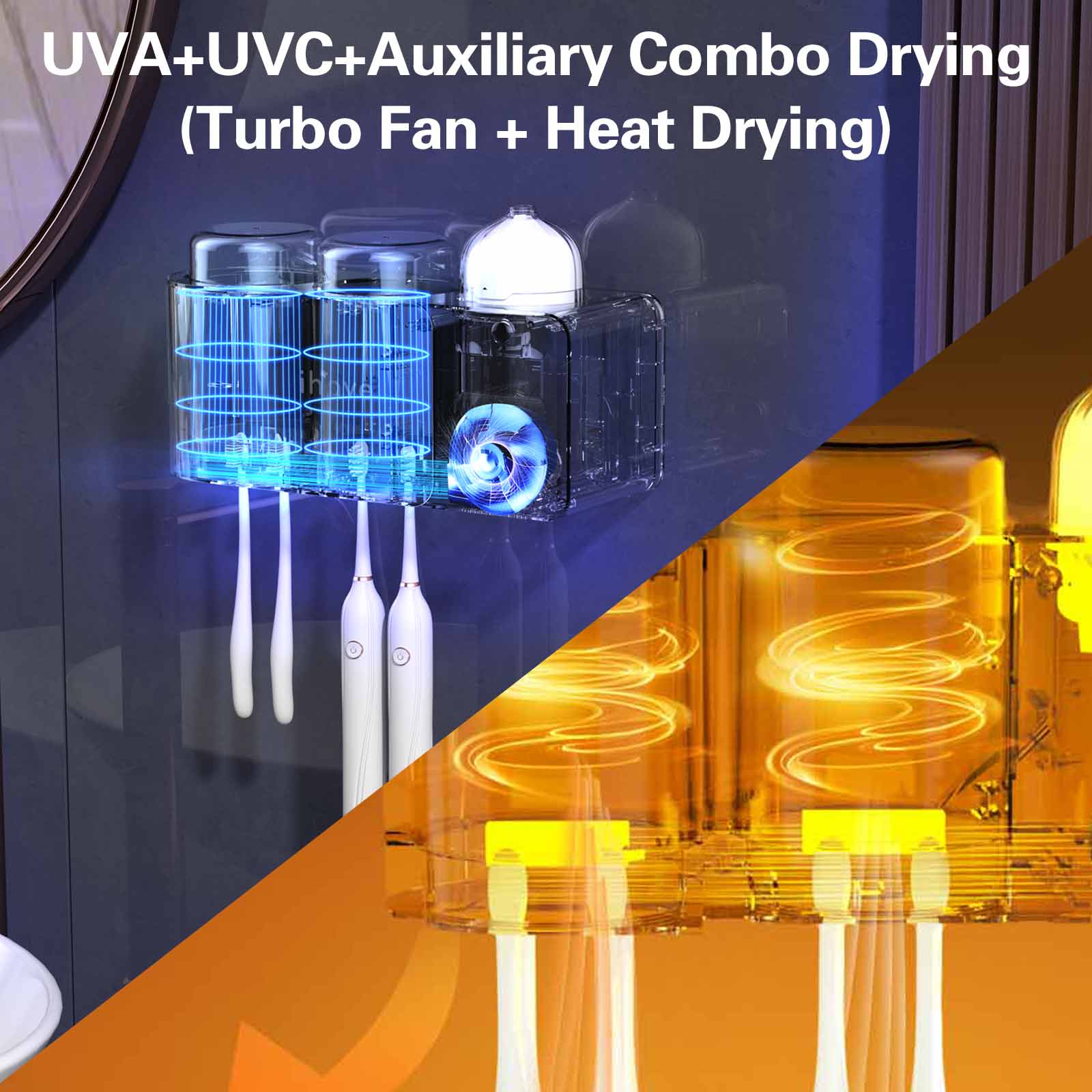 iHave Toothbrush Holders with UV Toothbrush Sanitizer & Aromatherapy Diffuser - Toothbrush Holder for Wall Mounted Toothbrush Organizer, Toothbrush Sanitizer and Holder with Night Light, Clock, Turbo Air Heated Drying – Bathroom Organizing with 2 Cups iHave Toothbrush Holders with UV Toothbrush Sanitizer & Aromatherapy Diffuser - Toothbrush Holder for Wall Mounted Toothbrush Organizer, Toothbrush Sanitizer and Holder with Night Light, Clock, Turbo Air Heated Drying – Bathroom Organizing with 2 Cups