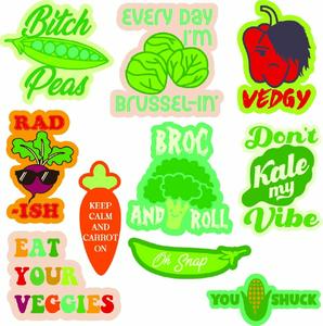 Veggie Sticker Extra Large Stickers for Adults Funny Vegtable Adhesives with Memes Funny Stickers with Colorful Graphic Decals Funny Food  Multi