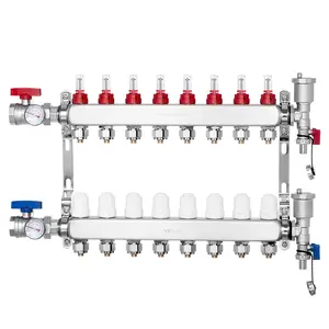 VEVOR 8-Branch Radiant Heat Manifold,  1/2" PEX Tubing Manifold, Stainless Steel PEX Manifold for Hydronic Radiant Floor Heating, Radiant Heat PEX Manifold Kit with 1/2" Adapters Included