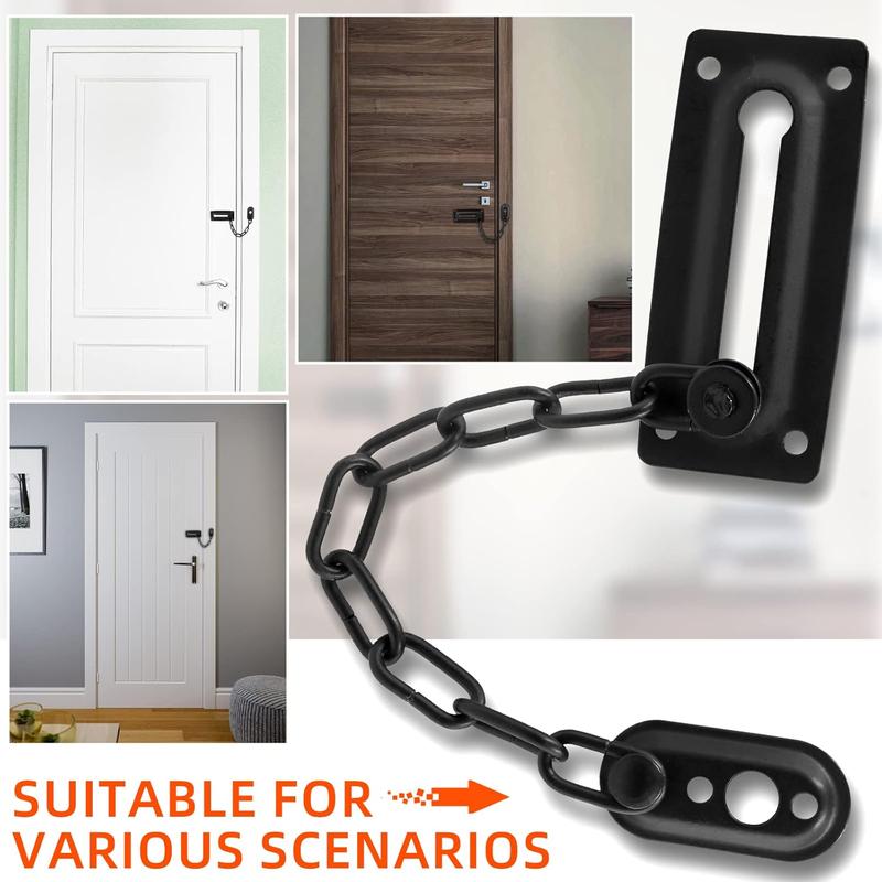 2Pack Door Chain Locks, Black Door Guard Chain Latch Child Proof Latch Lock with Screws for Inside Door