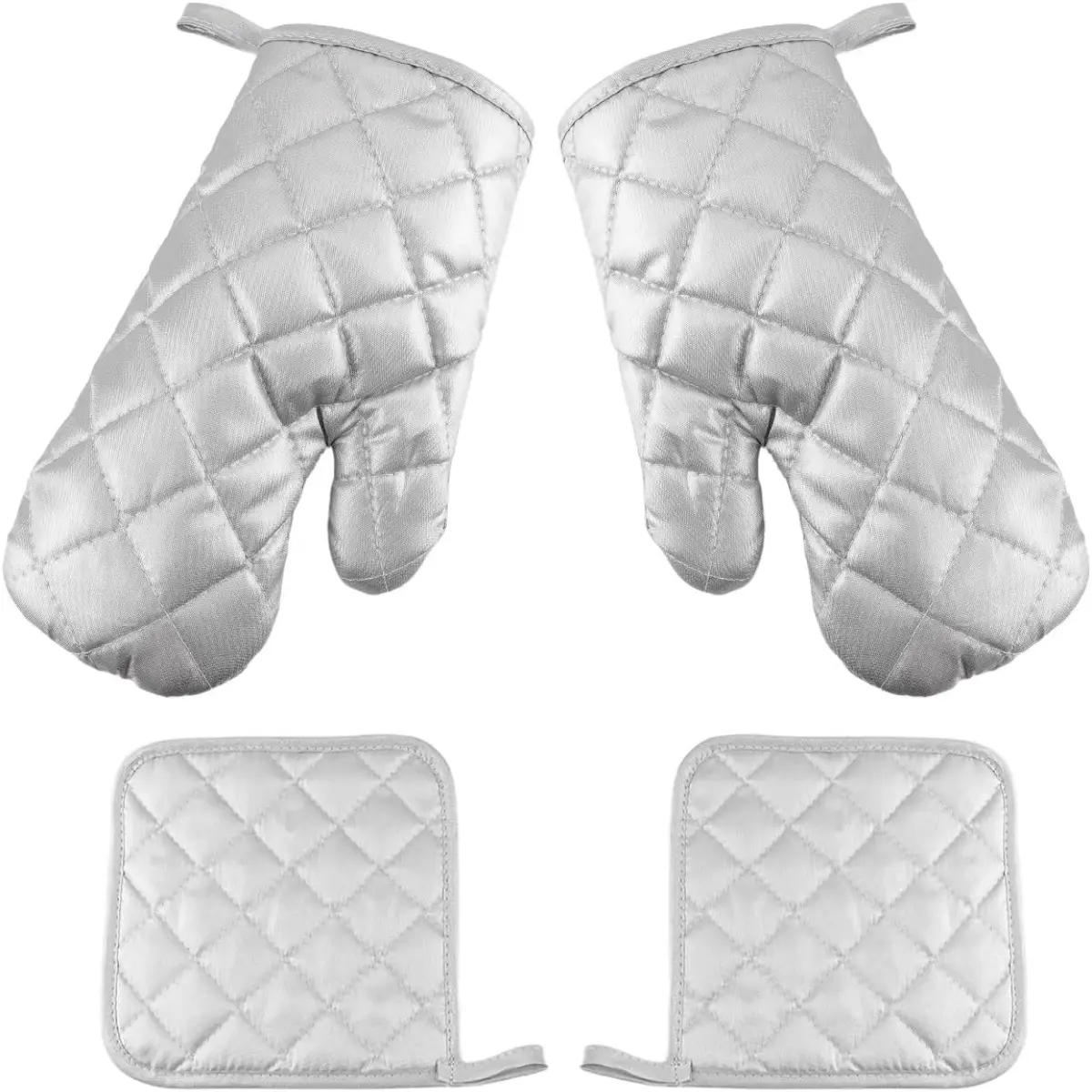 4Pcs Oven Mitts with Pot Holders Heat Resistant Microwave Gloves Kitchen Mitts for Baking Cooking BBQ, Adult,Oven Mitts and Pot Holders 4 pcs Set,High Heat Resistant 500 Degree Extra Thicken Long Kitchen Oven Glove for Cooking
