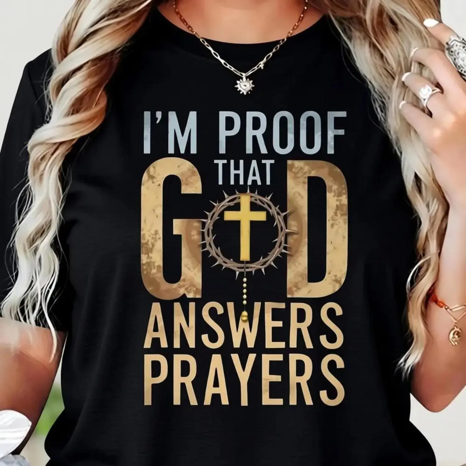 Women's Pure Cotton Baggy Short-Sleeve Casual Round Neck Unisex Tshirt - Jesus Faith Cross Graphic Print Tee with Bible Verse