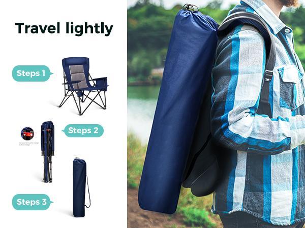 Sophia&William Oversized Folding Camping Chairs High Backrest Heavy Duty Lawn Chairs for Adults Support 500 LBS Portable Camp Chairs with Cup Holders Large Side Pocket for Outdoor