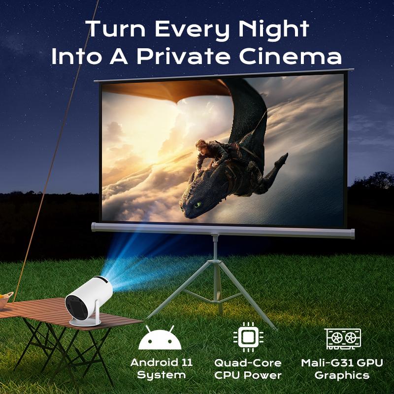 HY300Pro+ Portable WiFi Bluetooth Projector Outdoor Mini Projector 4K Decoding Portable Projector with 5G WiFi 6 & BT 5.0 720P Full HD 160 ANSI Lumens Portable Home Theater for  for Android Audio Bluetooth Game Bigger Watch Better