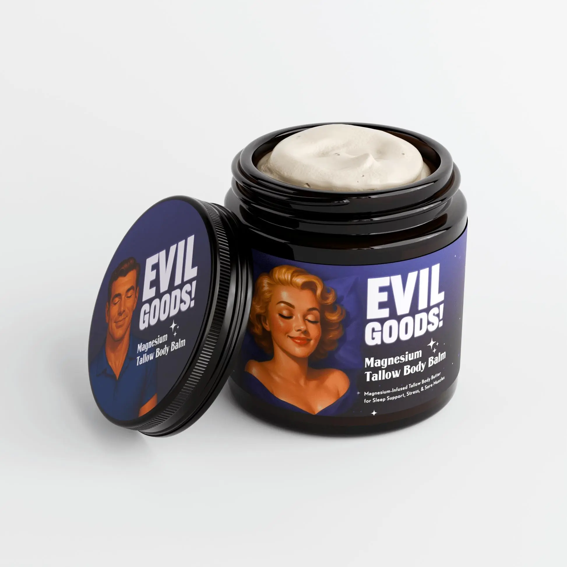 EVIL GOODS Magnesium Tallow Balm 4oz - Natural Body Care Selfcare, Fast Nerve Pain Relief, Helps Relax Sore Muscles Fast, Eases Burning & Tingling, Soothing Coconut & Calendula Blend Shea Moisturizer, Moisturizers, Therapy, Treatment