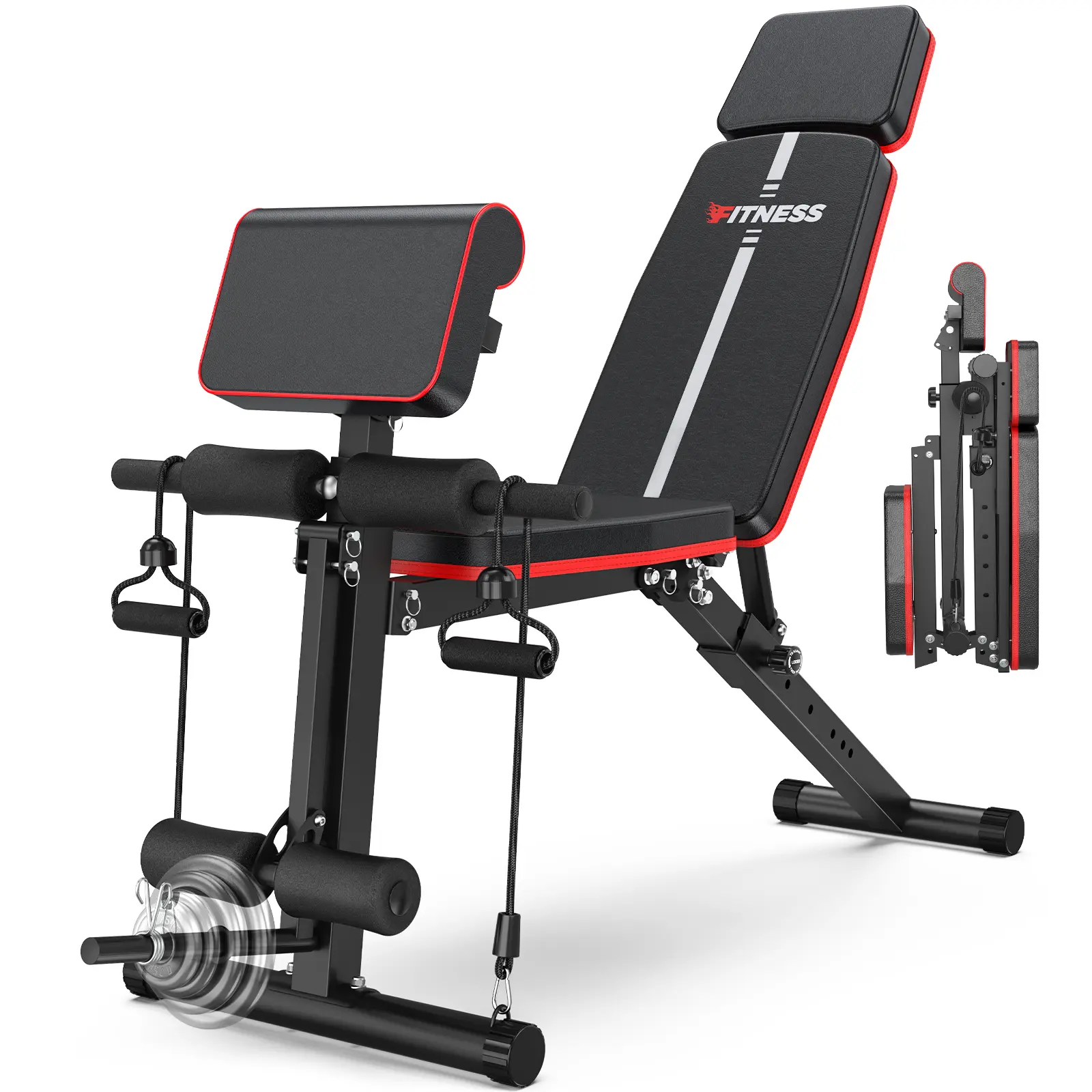 Bearbro 770 LB Adjustable Weight Bench Foldable Workout Bench Press for Full Body Strength Training, Incline Decline Bench with Fast Folding