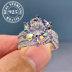 Elegant Six-Claw Moissanite Ring | 925 Silver High Quality Sparkle | Sexy Minimalist Design | Perfect Promise Ring for Girlfriend | Thoughtful Gift