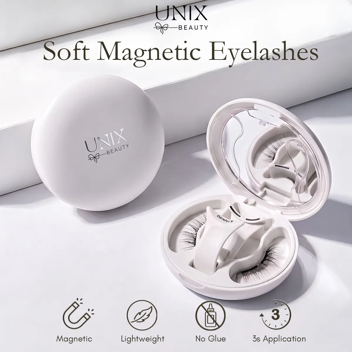 New Unix Beauty All-in-1 Soft Magnetic False Eyelash Cluster Set - Lightweight, Reusable, Waterproof, No-Glue Makeup Cosmetic, Ideal Gift for Girlfriends