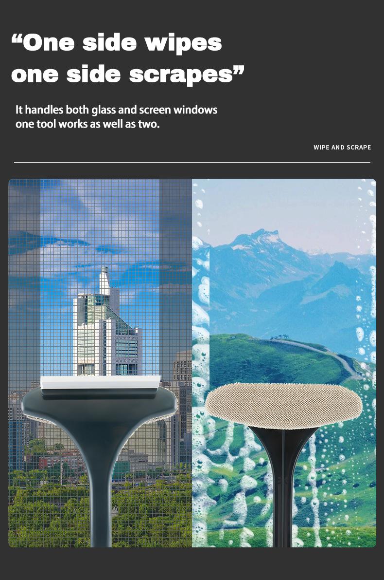 Multifunctional Anti-mosquito Screen Brush Glass Cleaning Tool with Dual Heads & Detachable Handle for Streak-Free Results on Windows, Mirrors, & Car Windows