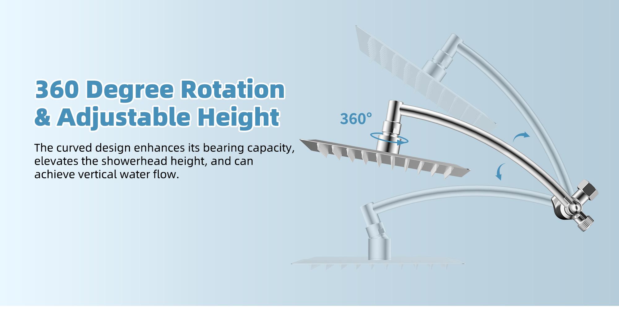 8" Luxurious Metal Rain Shower Head with Handheld, High Pressure Rainfall Shower Heads wih Extension Arm, Wide Dual Showerhead with Spray Combo, Bathroom Accessories, Chrome, Silver