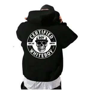 Certified Whiteboy Hoodie Skull Graphic Streetwear, Edgy Skull Print Urban Style Hoodie, Dark Aesthetic Street Fashion Shirt, Unisex Sweater Pullover Tee