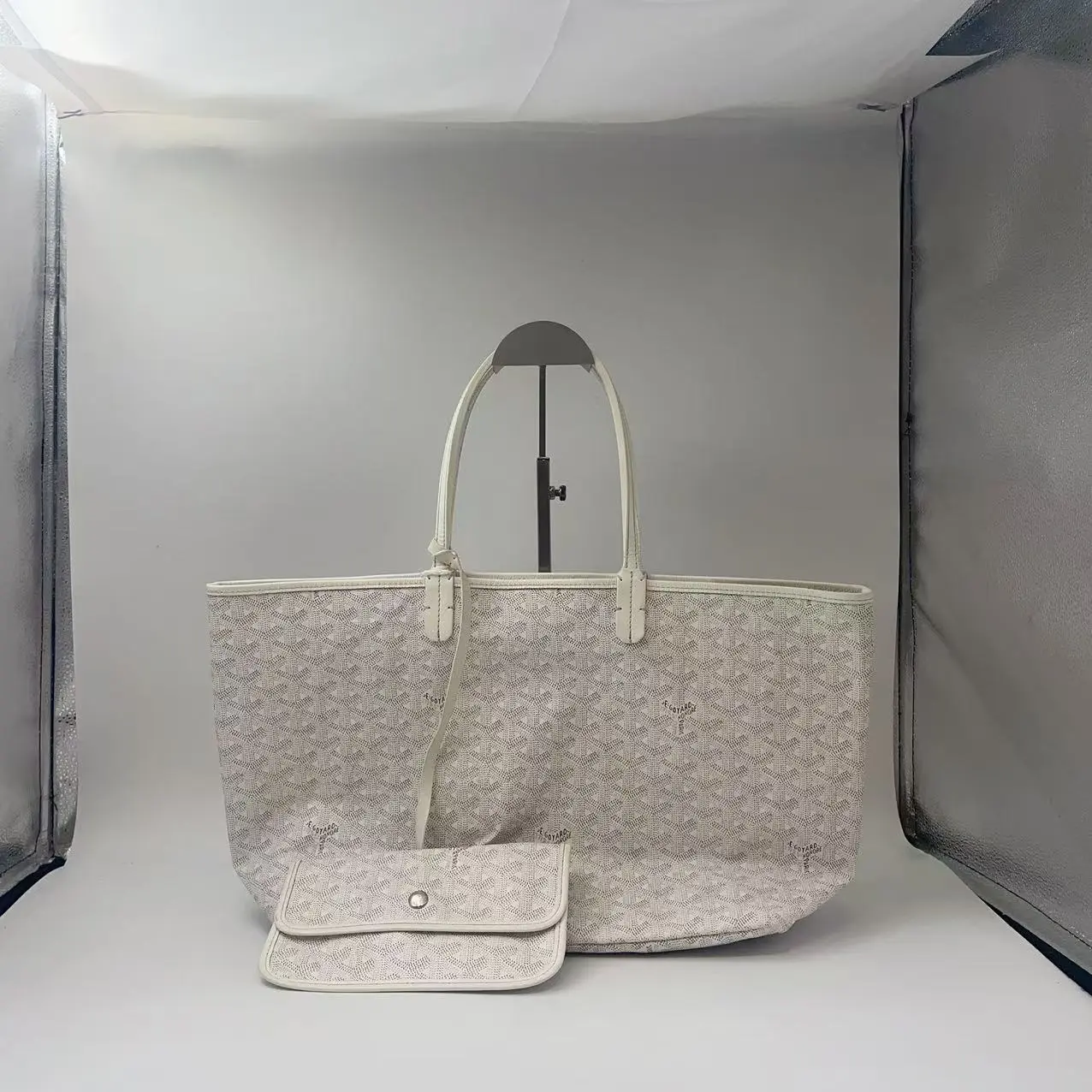 Pre-owned Goyard h3 Goya white silver buckle tote bag shopping bag mother bag hz45414
