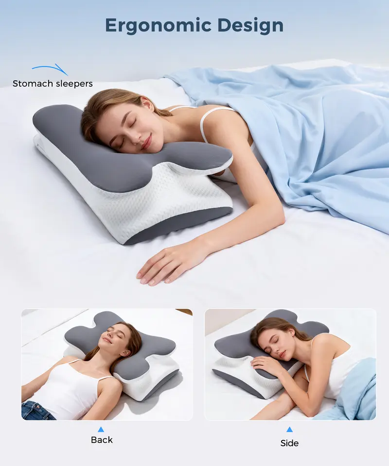 VIPfree Cooling Memory Neck Pillow, Adjustable Ergonomic Memory Foam Neck Pillows, Cervical Support VIPfree Cooling Memory Neck Pillow, Adjustable Ergonomic Memory Foam Neck Pillows, Cervical Support