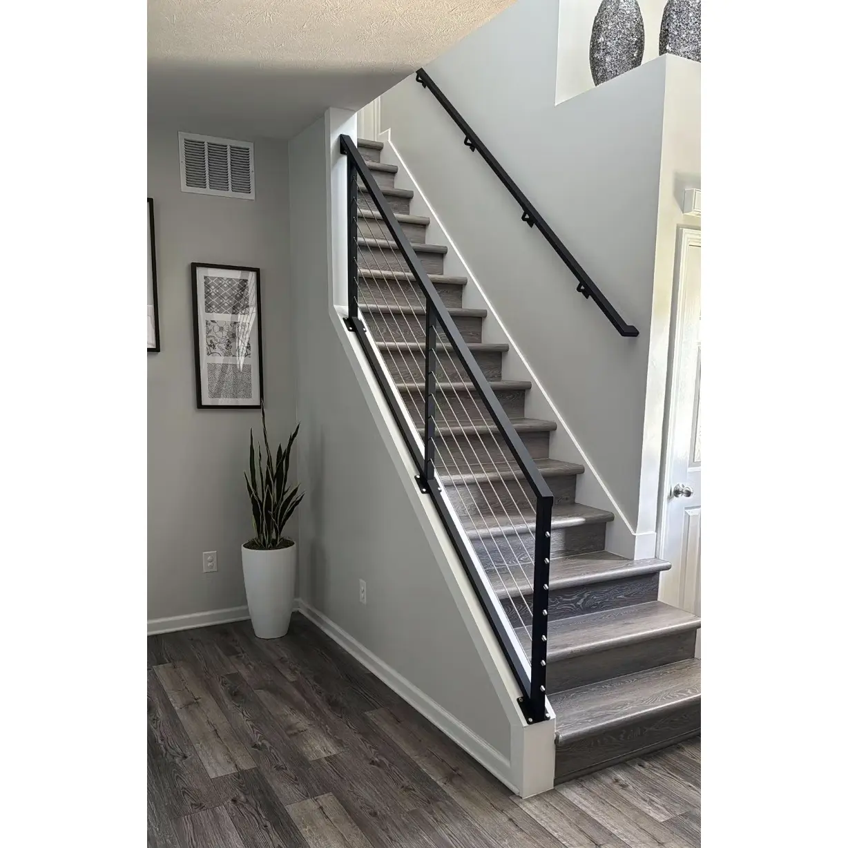 Angled Cable Stair Railing / Sloped Stair Banister