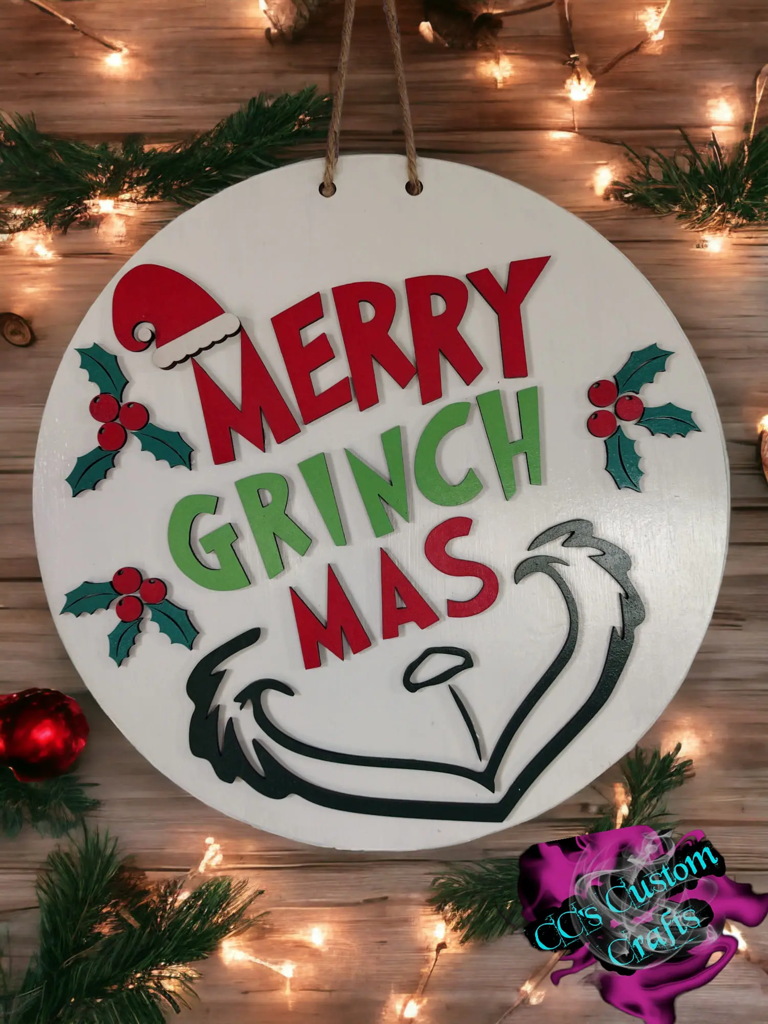 Merry Grinchmas Door Hanger/Basswood/Wall-mounted