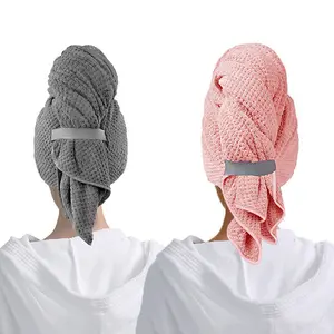 2 PCS Large Size Hair Towels Super Absorbent Microfiber Hair Salon Care Cap Suitable for Long and Thick Curly Hair, Wrapped in Ultra Soft Towel with Elastic Ring #TOP PICKS