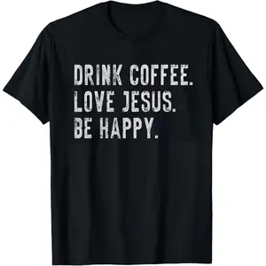 Christian TShirt, Jesus and Coffee TShirt, Minimalist Jesus Apparel, Coffee Lover T-Shirt, Funny Coffee Trendy Christian Gift