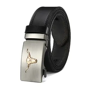 Men’s premium leather automatic ratchet belt featuring a sleek bull head relief and an adjustable automatic buckle; a sturdy, versatile belt that effortlessly transitions from business to casual wear—an ideal gift choice for Valentine’s Day and Father’s D