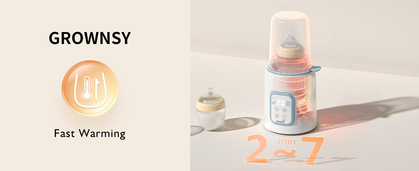 GROWNSY Baby Bottle Warmer, Mom's Best Choice,  Fast Baby Milk Warmer with Timer for Breastmilk or Formula, Accurate Temperature Control, Multifunctional Baby Bottle Warmers for All